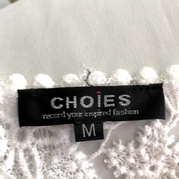 SZ M CHOIES BRAND TOP LACE SLEEVES WITH SOFT PLEATS AT BODICE AREA WHITE - Picture 6 of 7